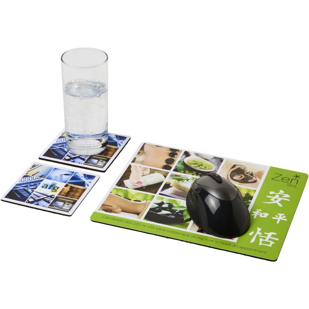 Logotrade Geschäftsgeschenke das Foto: Q-Mat® Mousepad- und Untersetzer-Set 3