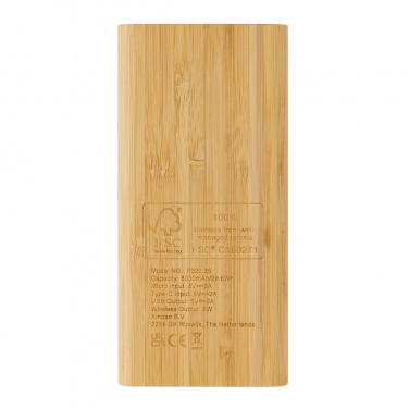 Logotrade Werbeartikel das Foto: 8.000mAh Bambus-Wireless-Powerbank