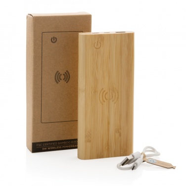 Logotrade werbemittel das Foto: 8.000mAh Bambus-Wireless-Powerbank