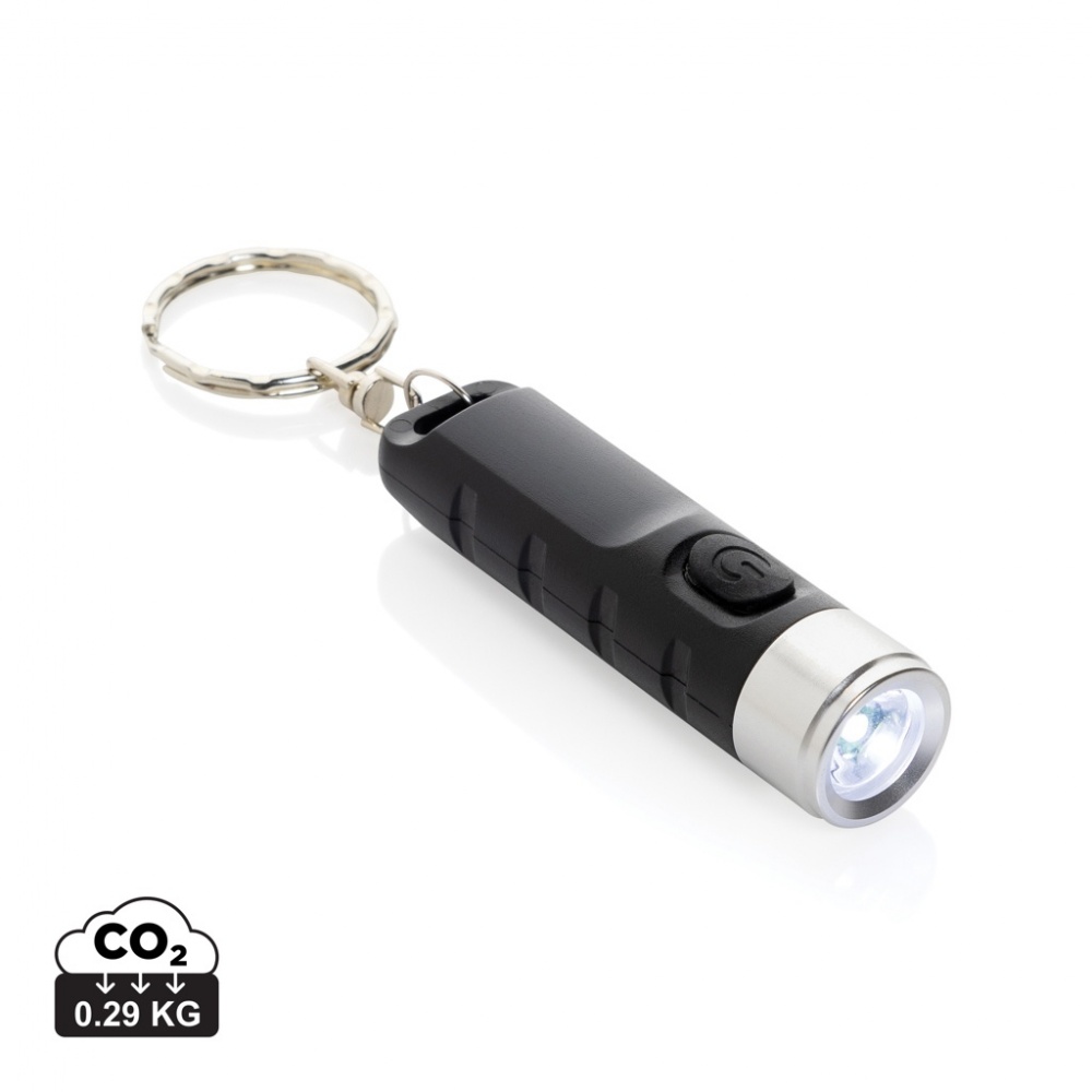 Logotrade Firmengeschenke das Foto: Globix USB Schlüsselanhänger-Taschenlampe aus RCS rABS