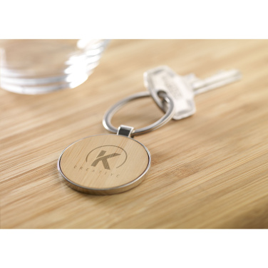 Logotrade Werbeartikel das Foto: Bamboo Key Circle Schlüsselanhänger