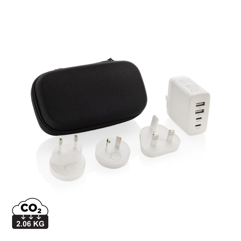 Logotrade Firmengeschenke das Foto: TravelCharge Pro Reiseladegerät mit USB-C aus RCS rec. ABS