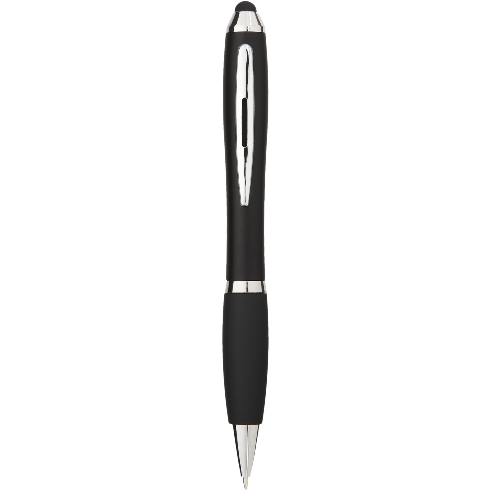 Logo trade promotional items image of: Nash coloured stylus ballpoint pen with black grip