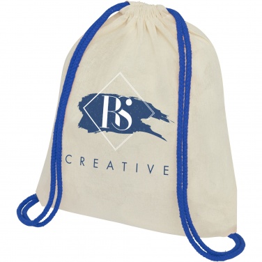 Logotrade promotional giveaway picture of: Oregon 100 g/m² cotton drawstring bag with coloured cords 5L