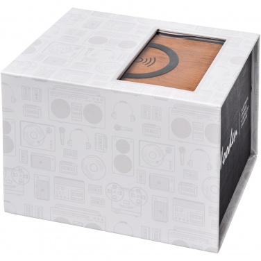 Logotrade promotional gift picture of: Wooden 3W speaker with wireless charging pad