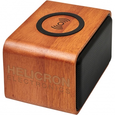Logo trade business gifts image of: Wooden 3W speaker with wireless charging pad