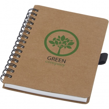 Logo trade promotional gift photo of: Cobble A6 wire-o recycled cardboard notebook with stone paper