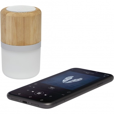 Logo trade promotional giveaway photo of: Aurea bamboo Bluetooth® speaker with light 