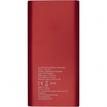 Logo trade promotional product photo of: Juice 8000mAh wireless power bank