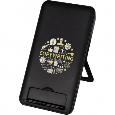 Logo trade advertising product photo of: Loop 10W recycled plastic wireless charging pad with phone stand