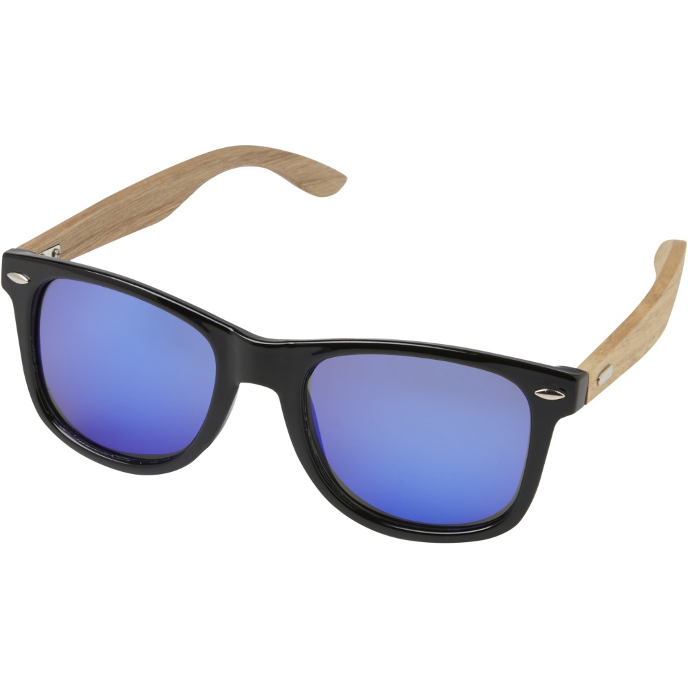Logo trade promotional items image of: Hiru rPET/wood mirrored polarized sunglasses in gift box