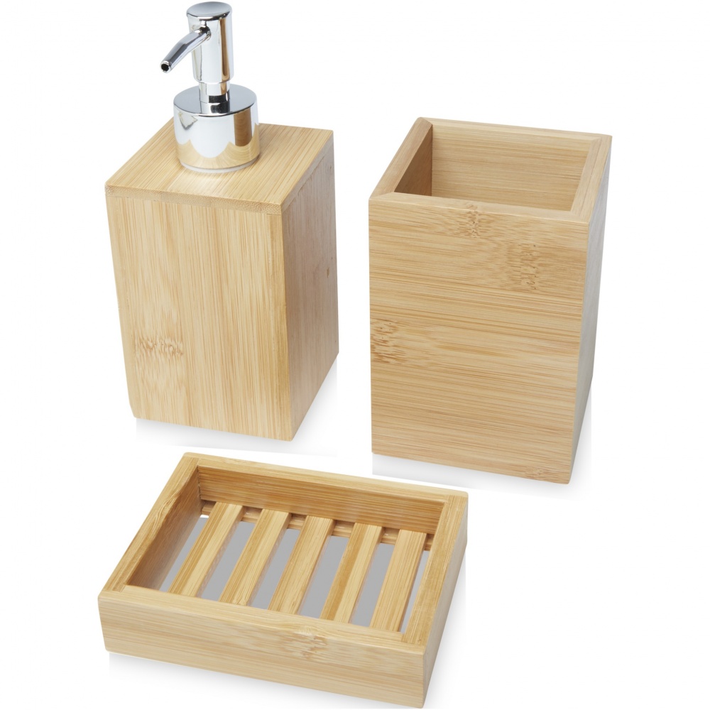 Logo trade promotional giveaway photo of: Hedon 3-piece bamboo bathroom set