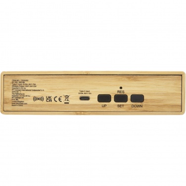Logo trade corporate gifts image of: Minata bamboo wireless charger with clock