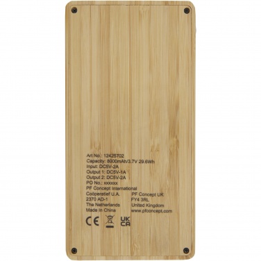 Logotrade promotional giveaways photo of: Alata 8000 mAh bamboo solar power bank