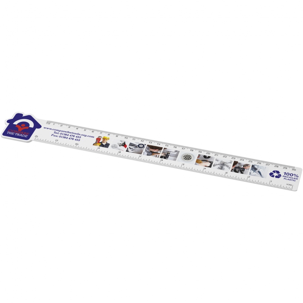 Logotrade promotional giveaway image of: Tait 30cm house-shaped recycled plastic ruler