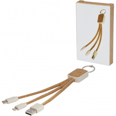 Logo trade promotional product photo of: Bates wheat straw and cork 3-in-1 charging cable