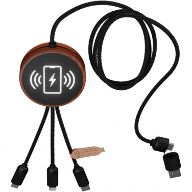 Logo trade advertising products image of: SCX.design C40 5-in-1 rPET light-up logo charging cable and 10W charging pad