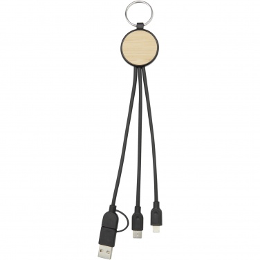 Logotrade promotional gift image of: Tecta 6-in-1 recycled plastic/bamboo charging cable with keyring