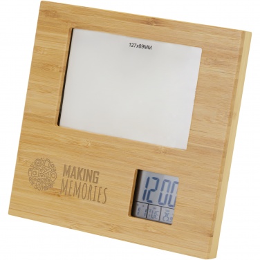 Logo trade promotional gifts picture of: Sasa bamboo photo frame with thermometer