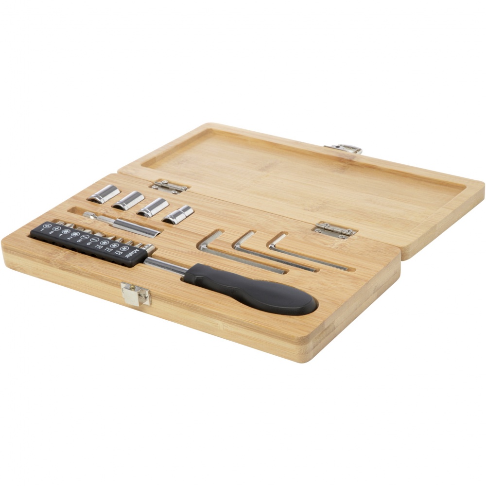 Logo trade corporate gifts picture of: Rivet 19-piece bamboo/recycled plastic tool set