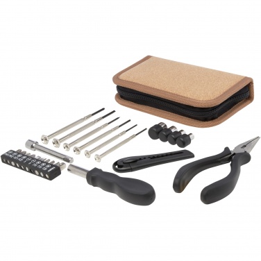 Logo trade promotional products picture of: Spike 24-piece RCS recycled plastic tool set with cork pouch