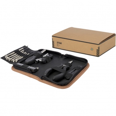 Logo trade promotional products image of: Spike 24-piece RCS recycled plastic tool set with cork pouch