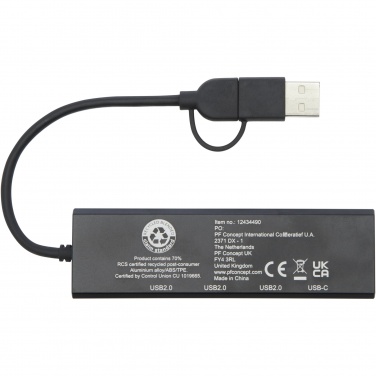 Logo trade promotional gifts picture of: Rise RCS recycled aluminium USB 2.0 hub