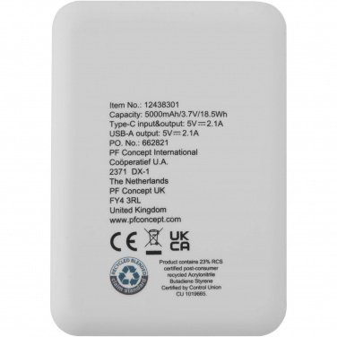 Logotrade promotional product image of: Asama 5000 mAh Type-C recycled plastic power bank