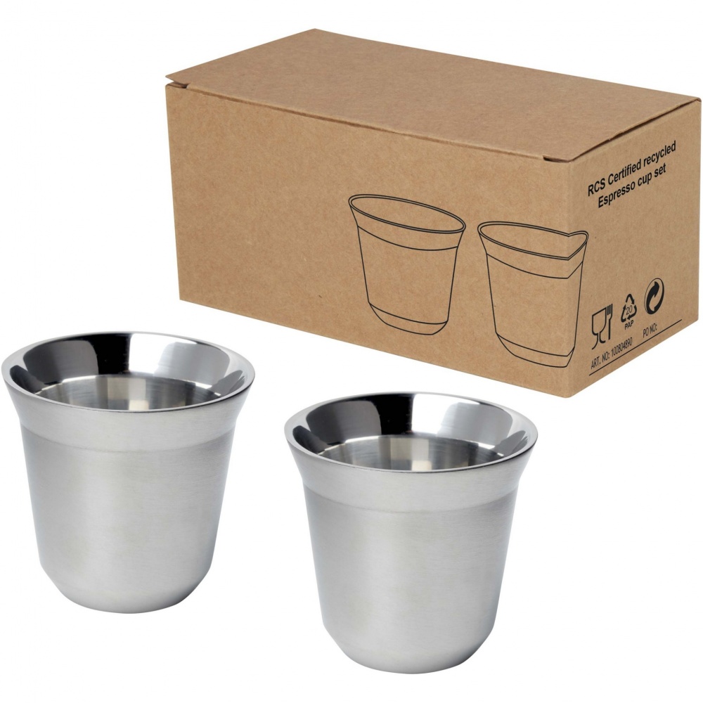 Logotrade promotional gift picture of: Duo 80 ml RCS certified stainless steel espresso cup set 