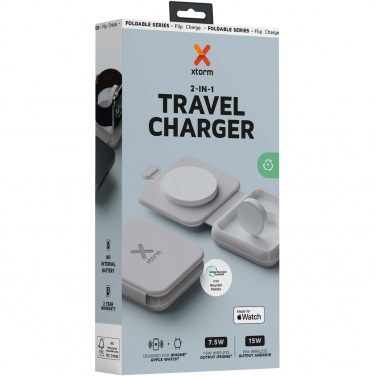 Logo trade promotional products image of: Xtorm XWF21 15W foldable 2-in-1 wireless travel charger