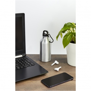Logo trade advertising product photo of: Oregon 400 ml aluminium water bottle with carabiner