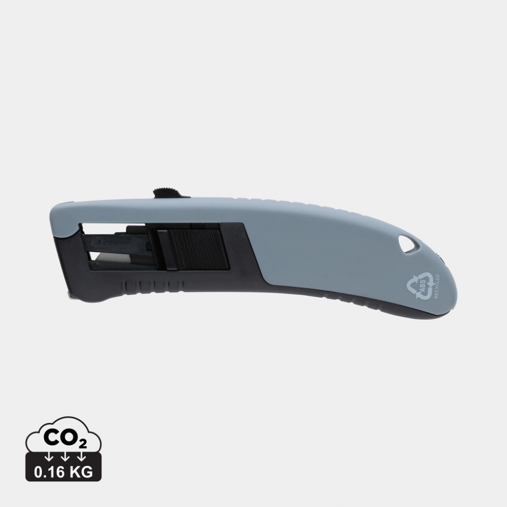 Logotrade promotional merchandise picture of: RCS certified recycled plastic Auto retract safety knife