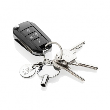 Logo trade promotional giveaways image of: RCS recycled zinc alloy radiator key keychain with coin