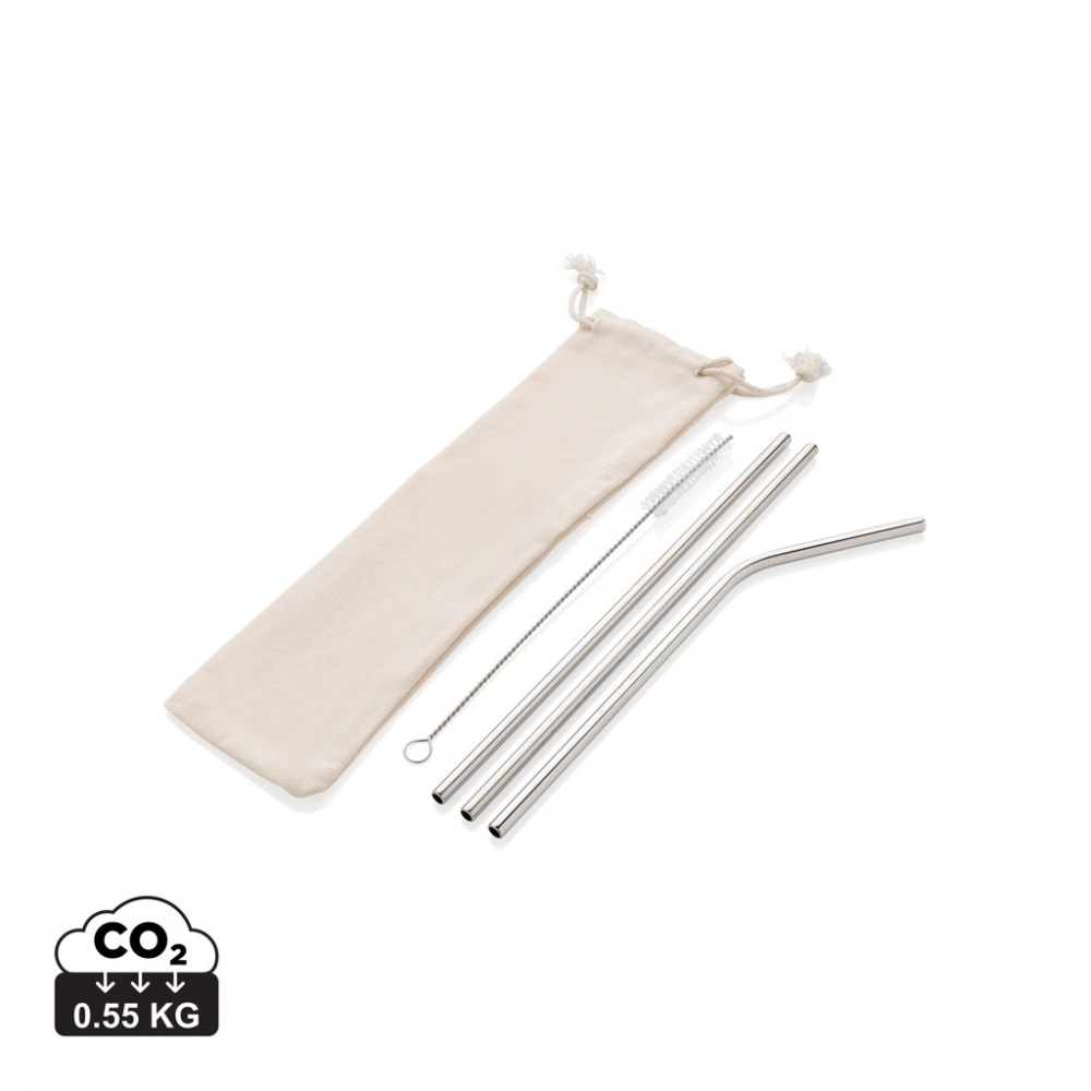 Logotrade promotional merchandise picture of: Reusable stainless steel 3 pcs straw set