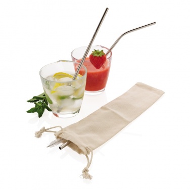 Logo trade promotional merchandise picture of: Reusable stainless steel 3 pcs straw set