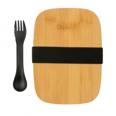 Logotrade promotional items photo of: Stainless steel lunchbox with bamboo lid and spork