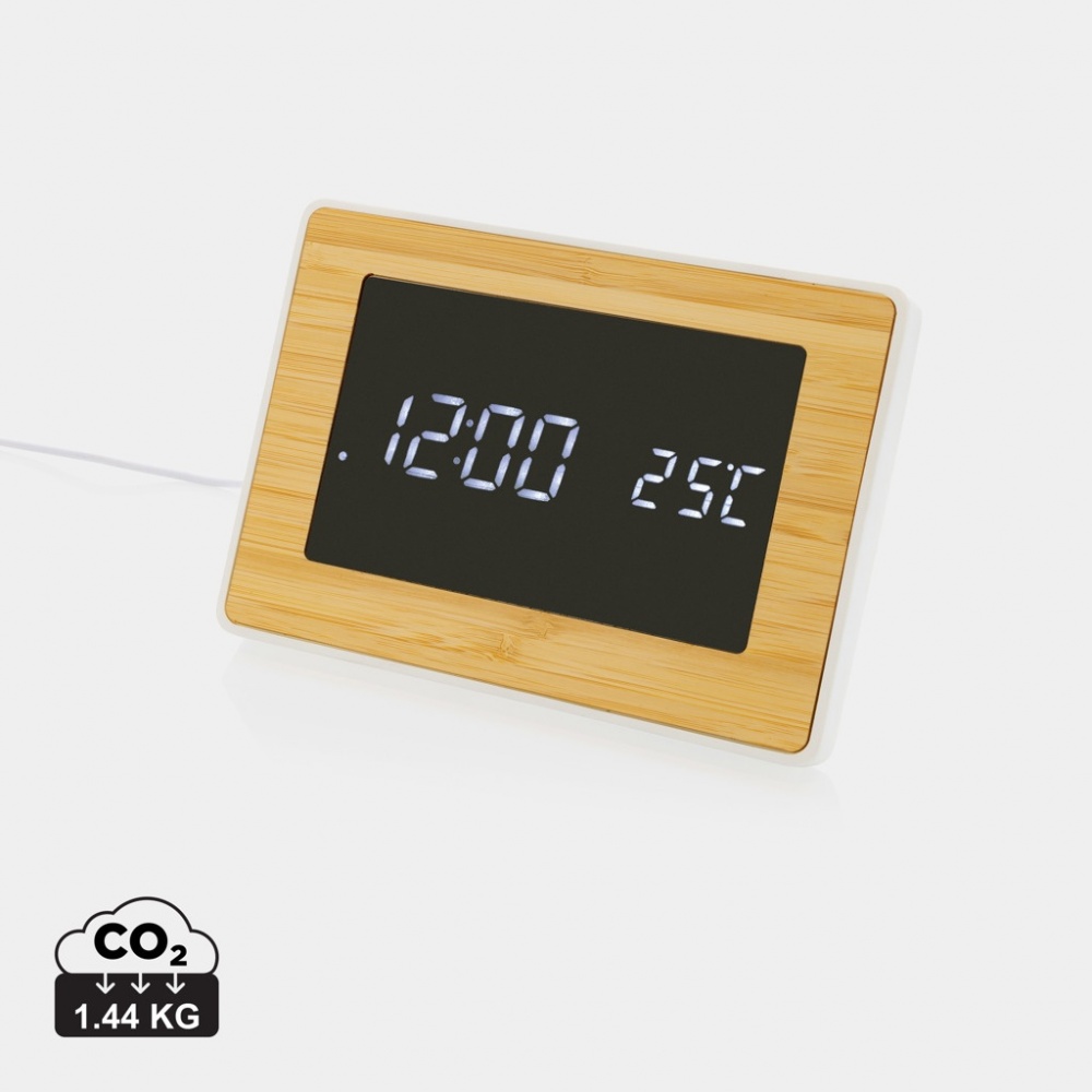 Logo trade promotional giveaways picture of: Utah RCS recycled plastic and bamboo LED clock