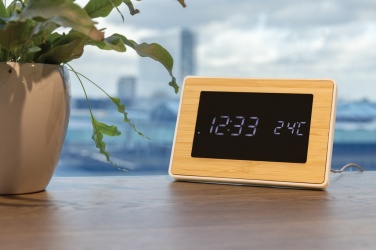 Logo trade business gifts image of: Utah RCS recycled plastic and bamboo LED clock