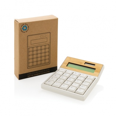 Logo trade business gifts image of: Utah RCS recycled plastic and  bamboo calculator