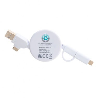 Logo trade advertising products image of: RCS recycled plastic Ontario 6-in-1 retractable cable