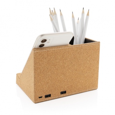 Logotrade promotional merchandise picture of: Cork pen holder and 5W wireless charger