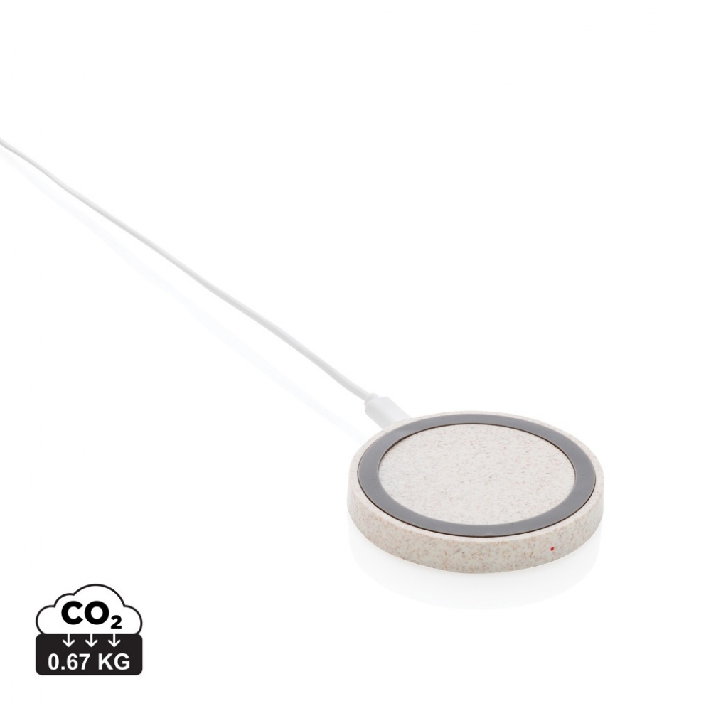 Logotrade promotional gifts photo of: Wheat Straw 5W round wireless charging pad
