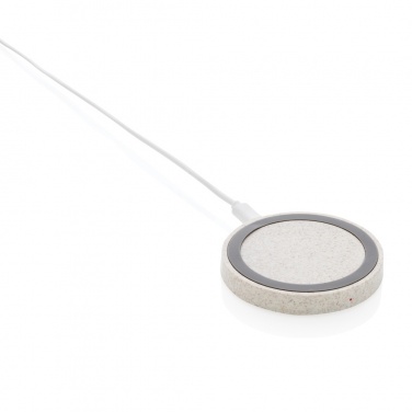 Logotrade corporate gift image of: Wheat Straw 5W round wireless charging pad