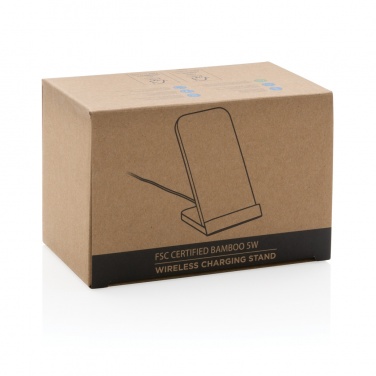 Logo trade advertising products image of: Bamboo 5W wireless charging stand