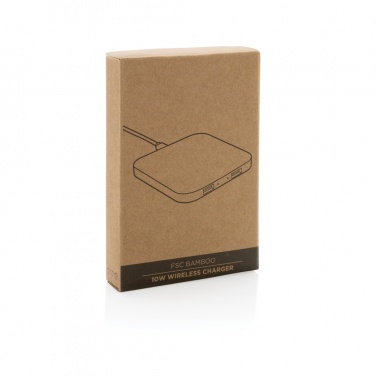 Logo trade advertising products picture of: Bamboo 10W wireless charger with USB