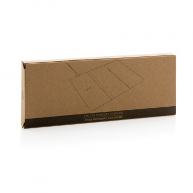 Logo trade promotional merchandise photo of: 10W wireless charging cork mousepad and stand