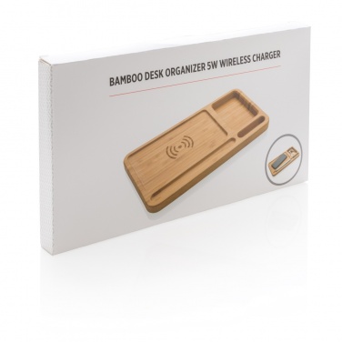 Logotrade advertising products photo of: Bamboo desk organiser 5W wireless charger