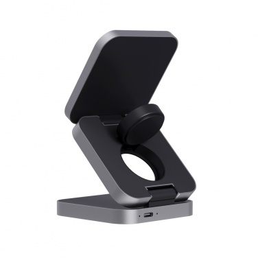 Logo trade promotional merchandise image of: Terra RCS recycled aluminum foldable 3 in 1 15W charger