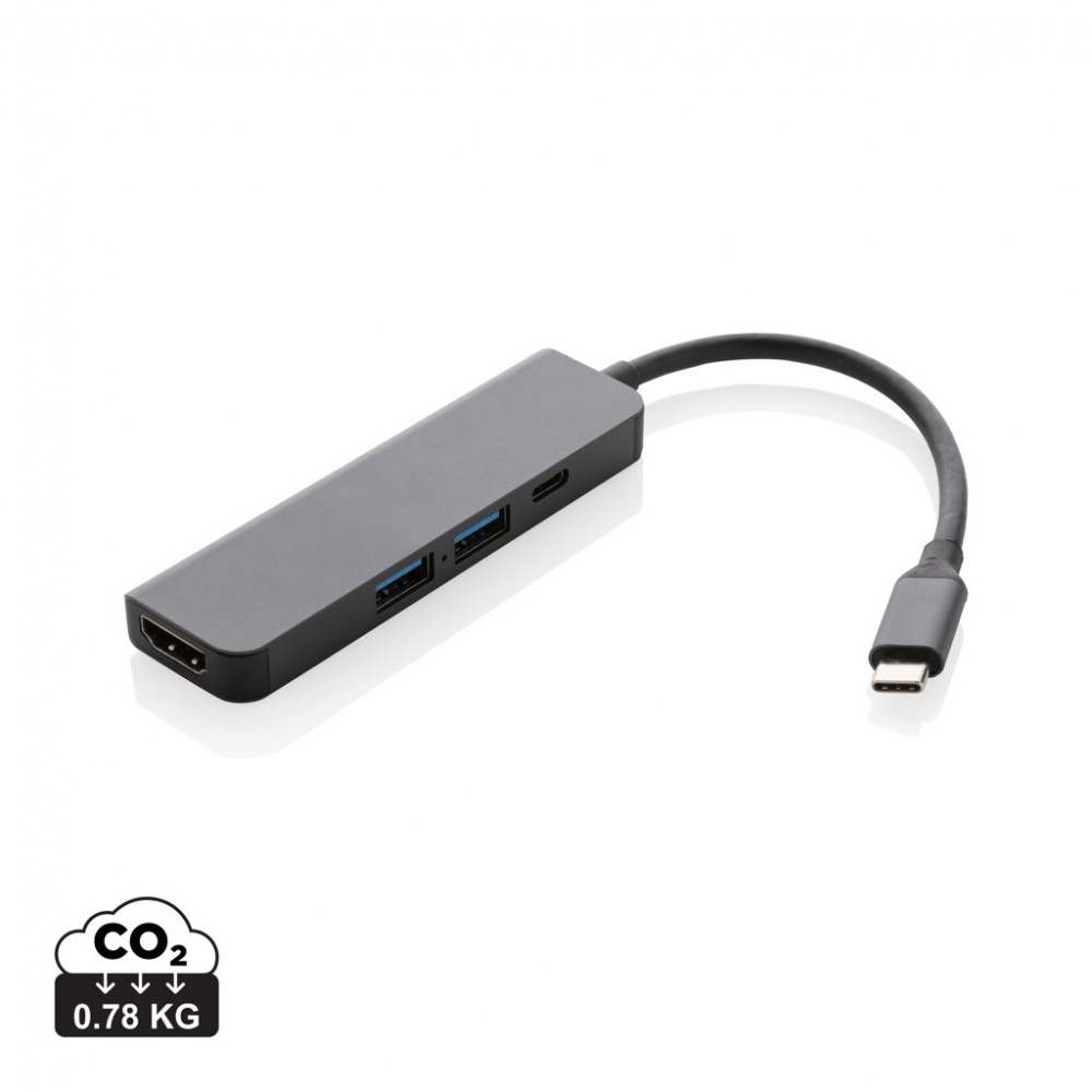 Logotrade promotional products photo of: Terra RCS recycled aluminum hub with HDMI input
