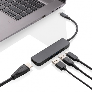 Logo trade promotional gifts picture of: Terra RCS recycled aluminum hub with HDMI input
